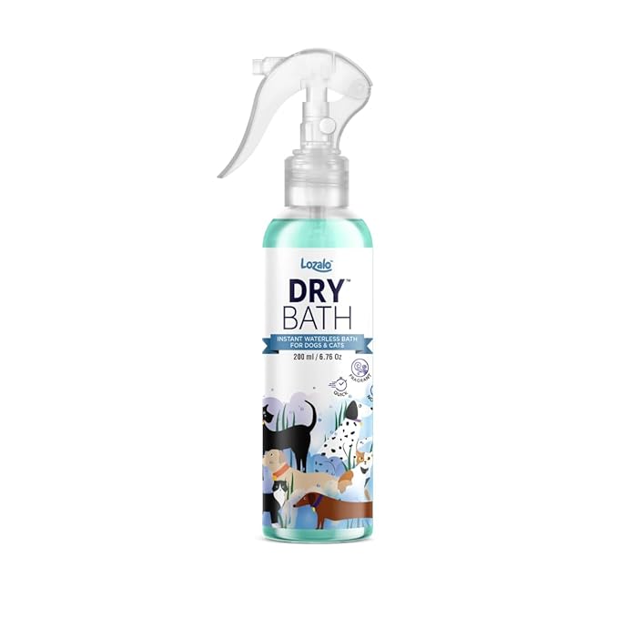 Lozalo Dry Pet Shampoo - 200 Milliliter | Instant Waterless Shampoo For Dogs, Cats
